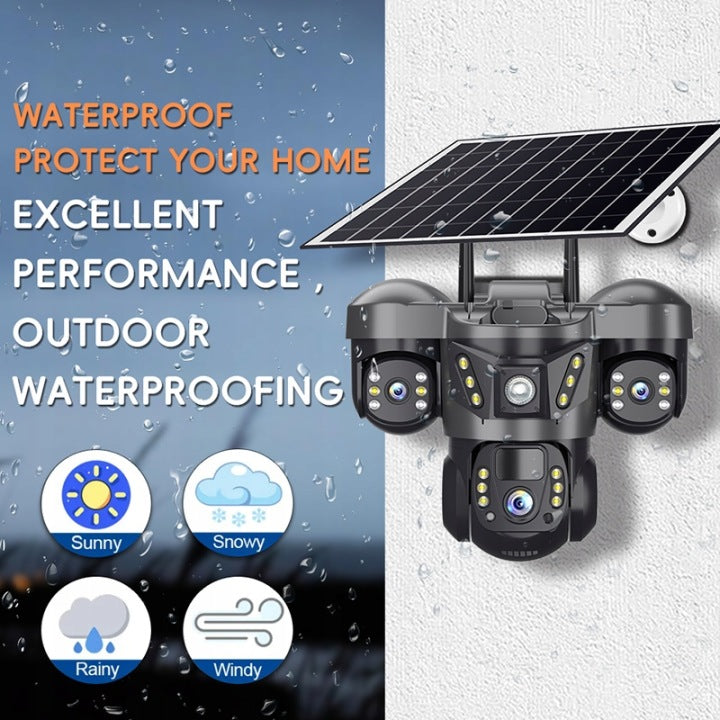 Kamera 4G solarna PTZ 1080P 3 obiektywy nocna IP66 czarna