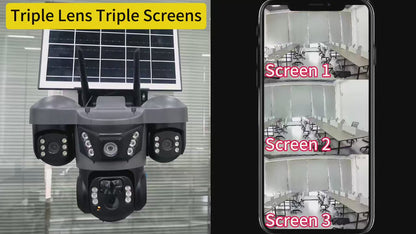 Kamera 4G solarna PTZ 1080P 3 obiektywy nocna IP66 czarna